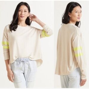 Sundry For Evereve Crewneck Neon Varsity Comfort Sweatshirt Sz 4/XL